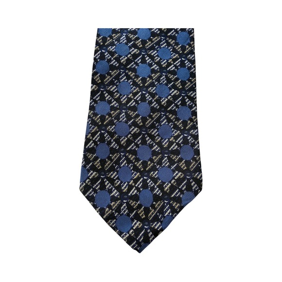 Geoffrey Beene Men's Silk Tie - Blue Polka Dot Pattern, Classic Style - Picture 1 of 4